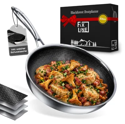 Produktbild von FIXLINE Wabenpfanne 28 cm schwarz – Black Forest Edition – kratzfeste Beschichtung ohne , Induktion, bis 230 °C