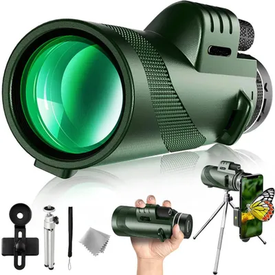Produktbild von HD Monokular Teleskop, 40x60 Monokulares FMC-Prisma BAK4 Zoom Teleskop Mit Smartphone Halterung & Stativ