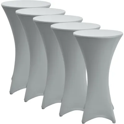 Image de Beautissu Table haute extensible Table de bistrot Husse, Ø80cm, argent, lot de 5