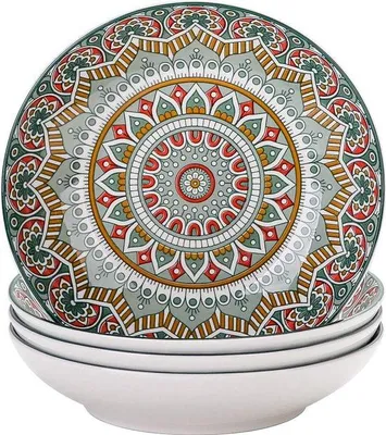 Produktbild von Famanu Suppenteller Mandala - 4-teiliges Set - Bohemian Stil - Ø 20,8 cm - 700 ml