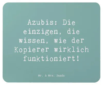 Produktbild von Mr. & Mrs. Panda Mousepad Spruch Auszubildende Kopierer - Meeresbrise - Geschenk, personalisierte Geschenke, Beruf, Mouse Pad, Büroalltag, kreative, Anerkennung, Azubi