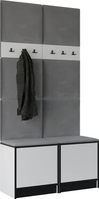 Image de KIER FURNITURE Armoire EDEN, armoire de chambre, penderie, armoire d'entrée, blanc et gris, 106,4 x 205 x 39 cm
