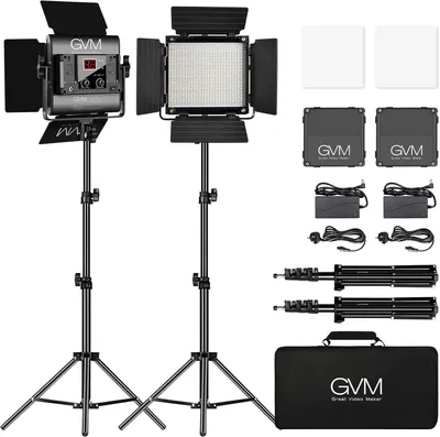 Produktbild von GVM 480 LED-Videolampe mit Stativ, App-Steuerung, LED-Studioleuchte, 13000 Lumen, 0,5 Meter, zweifarbige Farbtemperatur, 2300 K - 6800 K, LED-Fotografie, Dauerlicht