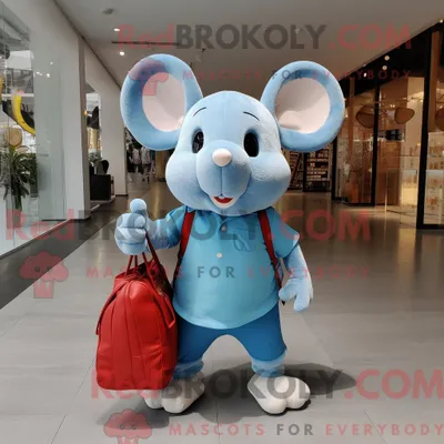 Produktbild von Maskottchenkostüm REDBROKOLY Blaue Maus mit Shorts und Tragetaschen