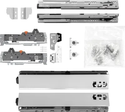 Produktbild von BLUM Schubladenschienen TANDEM SET; Zargenhöhe 68mm, mit TIP-ON BLUMOTION Einheit, 30kg, NL400mm, grau, bis KB600mm