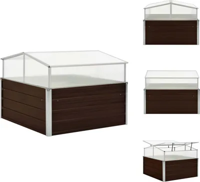 Zdjęcie produktu dla vidaXL Szklarnia brązowa 100 x 100 x 85 cm stal ocynkowana - Donice i doniczki