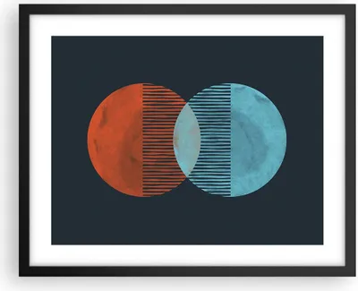 Produktbild von Gerahmtes Poster - Schwarzer Rahmen - Geometrie Abstraktion Minimalismus - 50x40 cm - Wand Bild - Wanddeko - Wandbilder - Kunstposter - Wandposter - Bilderrahmen - Bilder - P2BAA50x40-5042