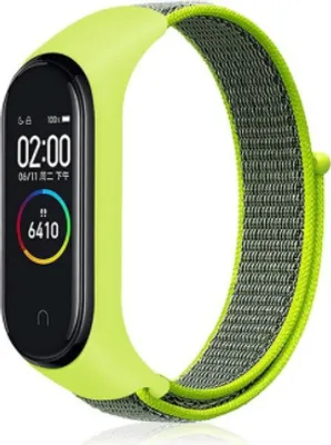 Produktbild von Strap-it Xiaomi Mi Band 3 / 4 Armband Nylon (Gelbgrün)