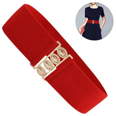 Produktbild von Weiter Elastischer Taille-Gürtel Mit Retro-Schnalle Ein Stück, Dehnbarer Bundgürtel Für Bequemen Sitz, Gürtel Für Damen Und Herren