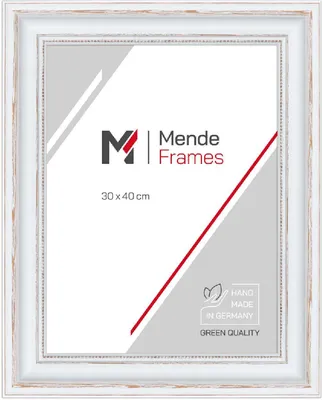 Produktbild von Bilderrahmen Massivholz Museumsglas 50x70 cm Antik-weiß MendeFrames H550