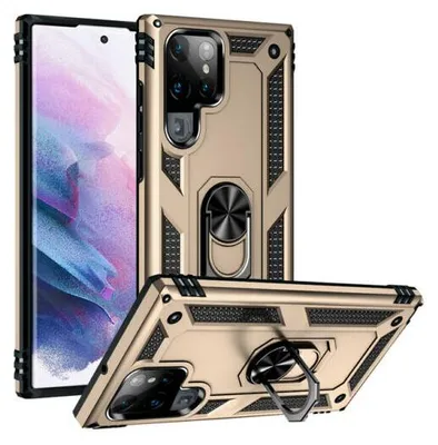 Produktbild von Slim Case mit 360 Grad Ring Ständer Schutzhülle Kickstand Handyhülle Magnetische Autohalterung kompatibel mit iPhone 13 Pro Gold