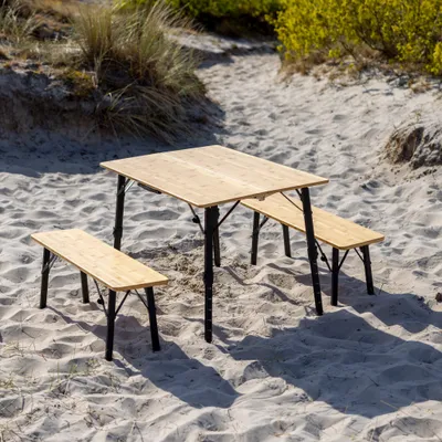 Produktbild von EVEBASE - Camping Set - Tisch - 2 Bänke - Bambus - Flex