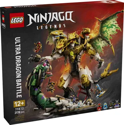 Productafbeelding van LEGO NINJAGO Duel met de Ultradrage – Speelgoed met een actiefiguur met 4 hoofden, een slang en 4 minifiguren met katanas – Decoratie voor kinderkamers – Cadeau voor jongens vanaf 12 jaar en tieners – 71872
