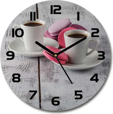 Produktbild von Wanduhr aus Glas 30fi Glasbild Glasuhr Gehärtetes Glas - schwarze-zeiger - Coffee and cookies