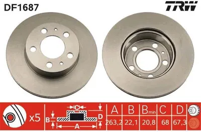 Image de 2x TRW DF1687 Disque de frein essieu avant