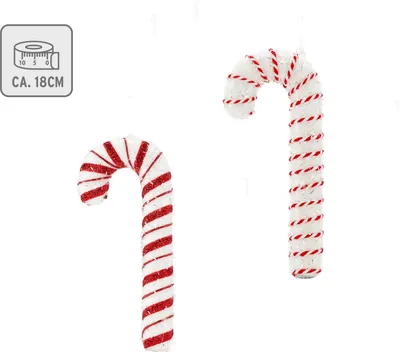 Produktbild von 8 Stück Weihnachtsanhänger Zuckerstange Rot Weiß 18 cm