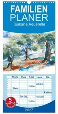 Produktbild von Familienplaner 2027 - Toskana Aquarelle mit 5 Spalten (Wandkalender, 21 x 45 cm) CALVENDO
