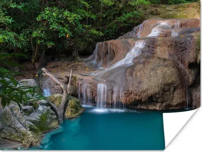 Produktbild von MuchoWow® Poster Wasserfall - Felsen - Landschaft 80x60 cm - Kunst für zu Hause