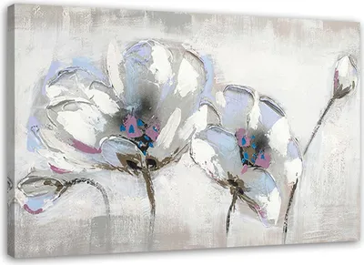 Produktbild von Leinwandbild gemalte blumen im shabby-chic 100x70 cm Feeby grau wandbild bereit zum aufhängen