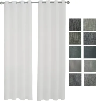 Produktbild von 2er Set Gardinen Vorhänge Ösenvorhang 140*240/250 cm 100% Polyester (Grau 36)