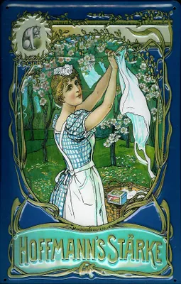 Produktbild von Blechschild Hoffmann's Stärke Frau Wäscheleine Schild retro Werbeschild Nostalgieschild