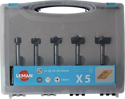 Produktbild von Set mit 5 Flachbodenformbohrern LEMAN HM D. 15,20,25,30,35 mm Q. 10 mm - 100.700.05