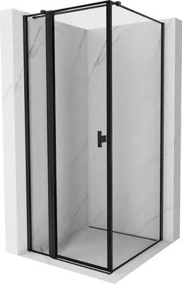Produktbild von Mexen Mist T Duschkabine schwenkbar links 120 x 120 cm, schwarzer Rahmen, schwarz - 8A4T-120-120-70-70-L