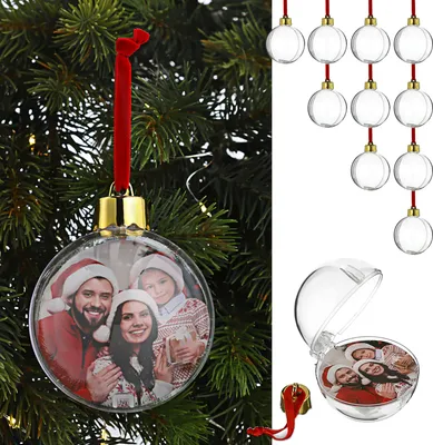 Produktbild von Personalisierbare Christbaumkugel transparent 80mm – DIY Foto Kugel zum Selbstgestalten 1 Stück