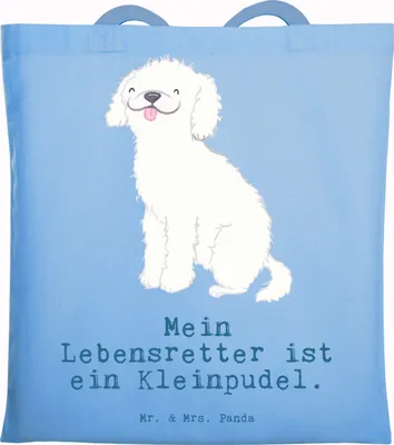 Produktbild von Mr. & Mrs. Panda einkaufsshopper Kleinpudel Lebensretter - Sky Blue - Geschenk, Tasche, Shopping, Pudel, Schultasche, Uni, Einkaufstasche, Beutel
