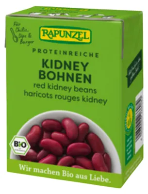 Produktbild von Rapunzel Bio rote Kidney Bohnen in aromafrischer Verpackung 380g