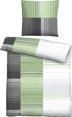Produktbild von Traumhaft schlafen - Castell - Markenbettwäsche Baumwoll Renforce Bettwäsche 0040561 STREIFENMIX color: fichte, size: 1x 155x200 cm + 1x 80x80 cm
