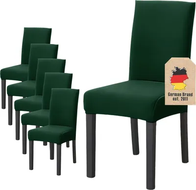 Immagine prodotto di Intirilife 6x coprisedia elastici in VERDE con altezza seduta 38 - 45 cm e schienale 45 - 65 cm - Per feste matrimoni hotel o a casa in sala da pranzo