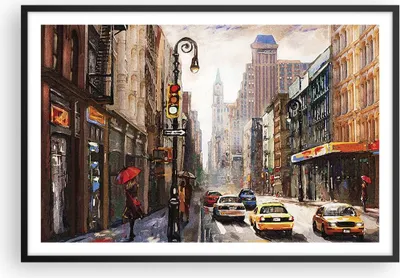 Produktbild von Gerahmtes Poster - Schwarzer Rahmen - New York Aquarell - 91,5x61 cm - Wand Bild - Wanddeko - Wandbilder - Kunstposter - Wandposter - Bilderrahmen - Bilder - Kunstdruck - P2BAA91x61-4590