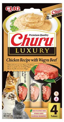 Produktbild von Inaba Cat Churu Katzensnack Luxury Huhn & Wagy Rindfleisch 4 x 14 g