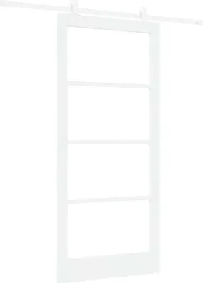 Zdjęcie produktu dla Drzwi przesuwne vidaXL ORKDAL, 93 x 202 cm, wykonane z litego drewna sosnowego i szkła, kolor biały