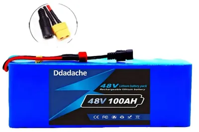Obrázok produktu pre Lítium-iónová batéria, 48 V, 100 Ah, kompatibilná s elektrickými bicyklami a osobnými dopravnými prostriedkami, XT60 DC 54,6 V Char