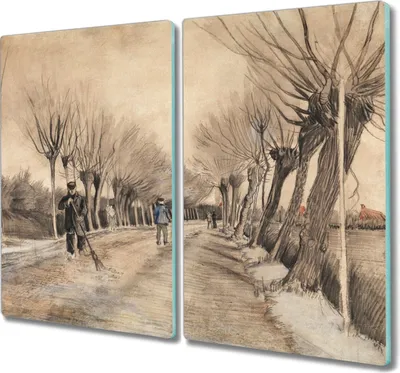 Produktbild von Coloray Kochplattenabdeckung Herdabdeckplatte 2x30x52 cm Hackbrett Schneidebrett Küchenbrett - Straße in Etten Van Gogh