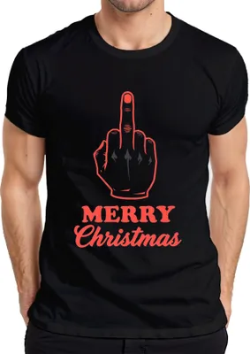 Obrázek produktu pro MERRY Christmas prostředníček drzý sarkastický vánoční vtipné pánské tričko, černá, M