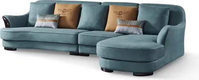 Produktbild von Ecksofa L Form Sofa Couch Design Couchen Polster Textil Eck Garnitur Blau Leder