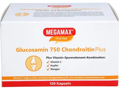 Obrázok produktu pre MEGAMAX Fit & Vital Glukosamín 750 chondroitín plus kapsuly, 120 kapsúl