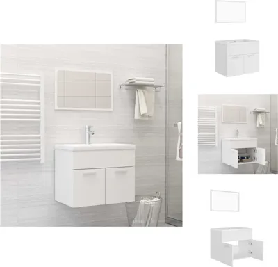 Produktbild von vidaXL Badmöbel-Set Weiß Holzwerkstoff -  Badezimmermöbel-Sets