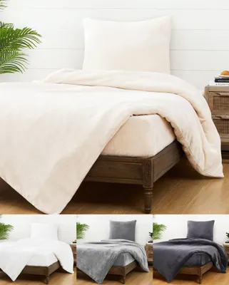 Produktbild von JACK Teddy Flausch Bettwäsche Uni 135x200cm Plüsch Cashmere Touch Weiß Grau Anthrazit Creme Blau Schwarz Einfarbig Warm, Farbe:Creme
