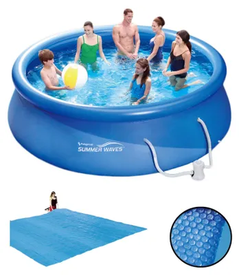 Produktbild von Summer Waves Fast Set Quick Up Pool 457x84cm Swimming Pool Familien Schwimmbad mit Filterpumpe + Bodenplane + Solarfolie