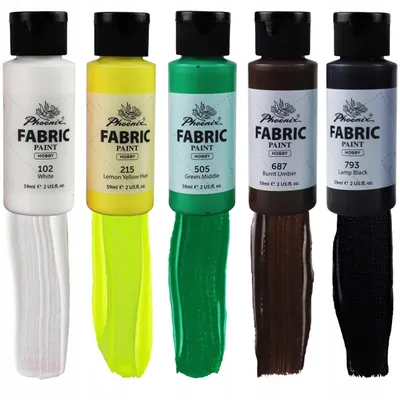 Obrázok produktu pre Farby na textílie Phoenix - Sada 12 farieb, 59 ml každá - Farby na textílie na oblečenie, tričká a nohavice - Vysoko pigmentované farby odolné voči praniu