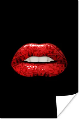 Produktbild von MuchoWow® Poster Lippen - Geld - Rot 60x90 cm - Wanddekoration
