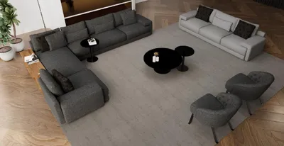 Productafbeelding van Hoekbank met twee fauteuils, in een stijlvol design. Een harmonieuze combinatie van design en comfort