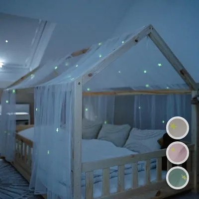 Produktbild von Hausbett Himmel Leuchtende Sterne aus Musselin - 2er-Set