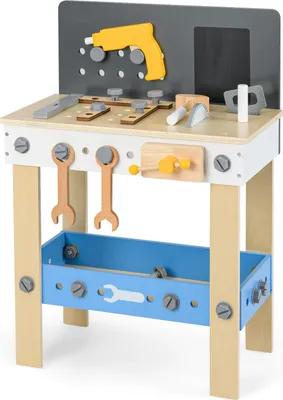 Produktbild von DREAMADE Werkbank für Kinder, Holzspielzeug-Werkbank mit Werkzeugset, Lochwand, Tafel, Ablage, pädagogisches Spielzeug für Kleinkinder, ab 3 Jahren