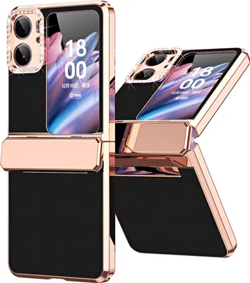 Image de Etui pour Oppo Find N2 Flip Housse de luxe brillante et diamantée avec protection de la charnière noir
