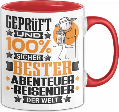 Produktbild von Abenteurreisender Geschenk Lustiger Spruch für Abenteurreisender Geschenkidee Bester Abenteurreisender Der Welt (Rot)